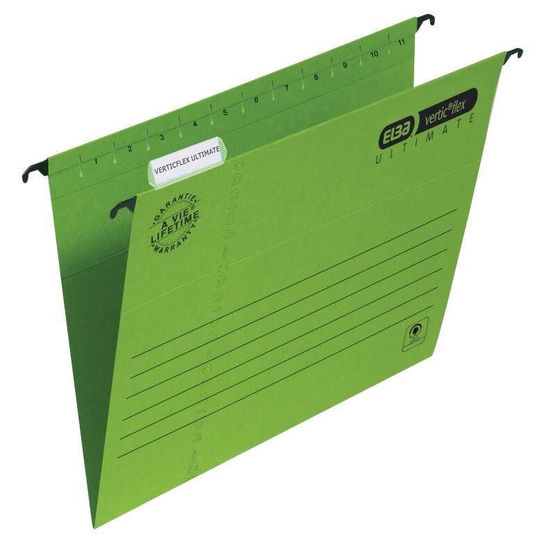 ELBA Vertical Suspension File 100331170 Foolscap V Base 240 gsm Green Paper Pack of 25