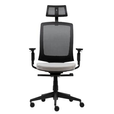 Realspace Karl Ergo Office Chair Permanent Contact Mesh, Fabric 3D Armrest Height Adjustable Black, Grey 110 kg 9115109BE