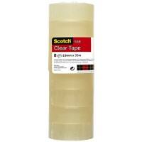 Scotch Crystal Clear Tape Transparent 19 mm x 33 m PP (Polypropylene) Pack of 8