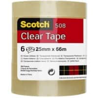 Scotch Crystal Clear Tape Transparent 25 mm x 66 m PP (Polypropylene) Pack of 6