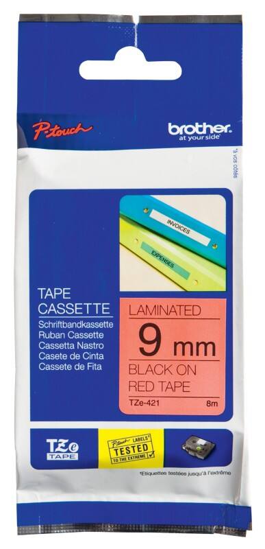 Brother P-Touch TZE421 Label Tape 9 mm x 8 m Black On Red