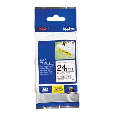 Brother TZe-S251 Authentic Strong Label Tape Self Adhesive Black Print on White 24 mm  x 8m