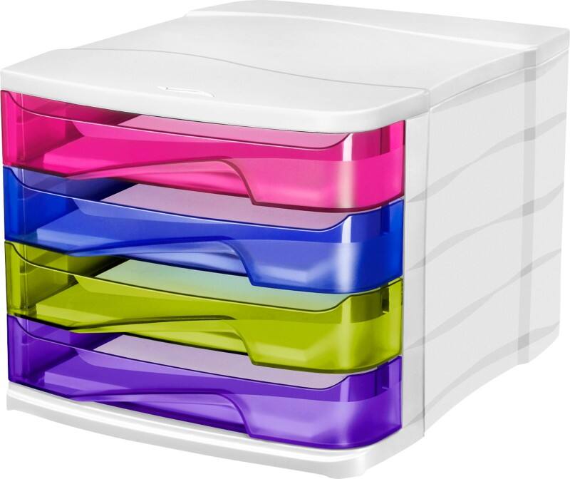 CEP CepPro Happy Desktop Drawers PP (Polypropylene) Assorted 4 Drawers 29.2 x 38.6 x 24.6 cm