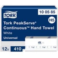 Tork Peakserve  Hand Towels H5 White 1 Ply 100585 12 Packs of 410 Sheets