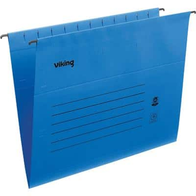 Viking Vertical Suspension File Foolscap V Base 220 gsm Blue Pack of 25