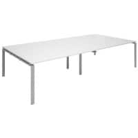 Dams International Rectangular Boardroom Table with White MFC & Aluminium Top and Silver Frame EBT3216-S-WH 3200 x 1600 x 725 mm