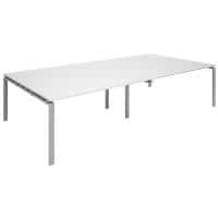 Dams International Rectangular Boardroom Table with White MFC & Aluminium Top and Silver Frame EBT3216-S-WH 3200 x 1600 x 725 mm