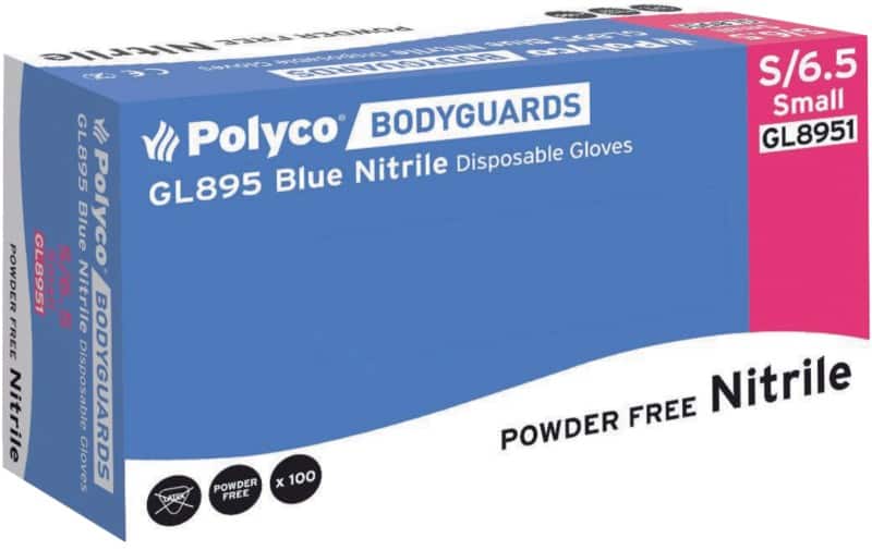 Bodyguards Gloves Disposable Unpowdered Nitrile Unpowdered Size S Blue Pack of 100