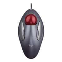 Logitech Wired Ergonomic Trackball Mouse Trackman Marble Optical For Right and Left-Handed Users With USB-A Cable Grey, Red