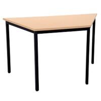 Niceday Trapezoidal Table Beech MFC (Melamine Faced Chipboard), Steel Black 1,400 x 700 x 750 mm