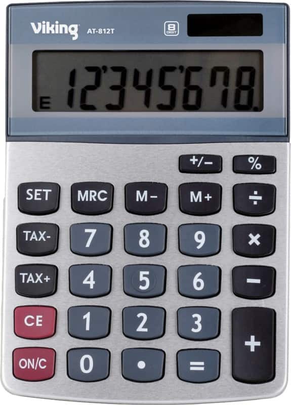 Viking Desktop Calculator AT-812T 8 Digit Display Silver