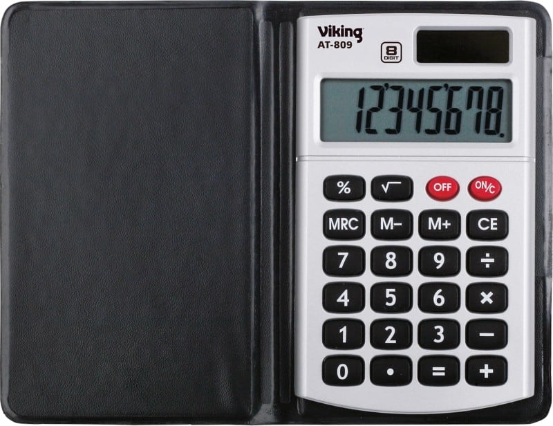 Viking Pocket Calculator AT-809 8 Digit Display Dual Power Black, Silver