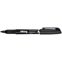 Viking PBM1.0 Permanent Marker Medium Bullet 1 mm Black Waterproof Pack of 12