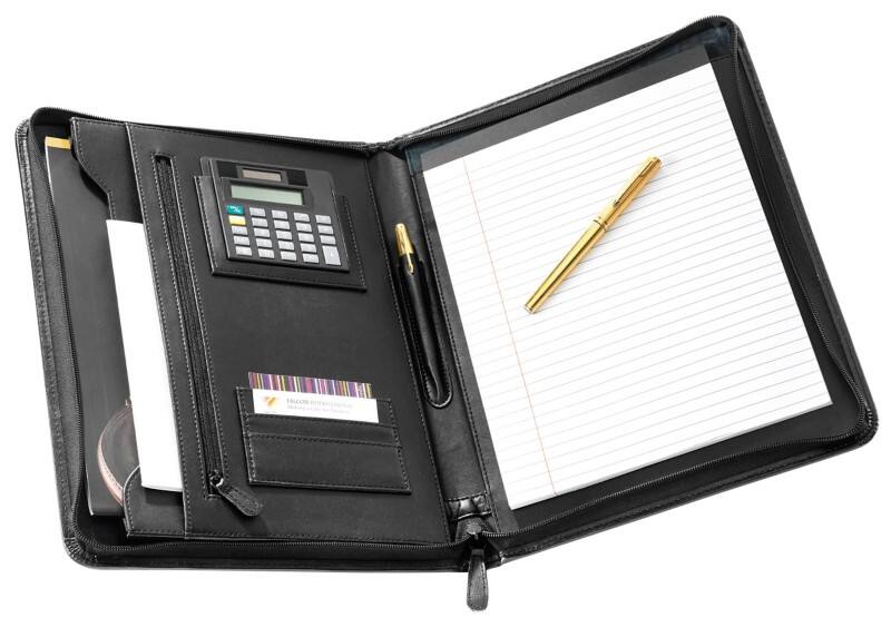 Falcon Leather Conference Folder 10.1 Inch Tablet with Calculator 26 x 35 x 4 cm Black