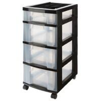 Really Useful Box Plastic 4 Drawer Unit 43 Litre Black 300 x 420 x 725 mm