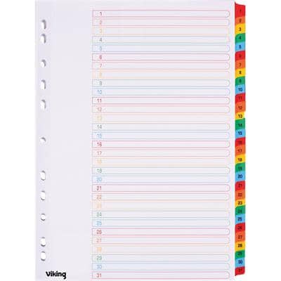 Office Depot Dividers A4 Assorted 31 Part Perforated Card 1 to 31