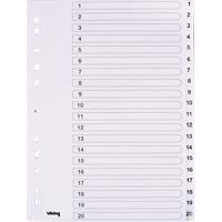 Viking Indices A4 White 20 Part Perforated Polypropylene 1 to 20