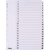 Viking Indices A4 White 20 Part Perforated Cardboard 1 to 20