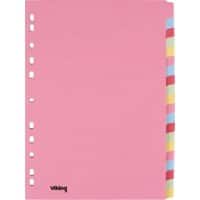 Office Depot Blank Dividers A4 Assorted Multicolour 20 Part Cardboard Rectangular 11 Holes Pack of 20