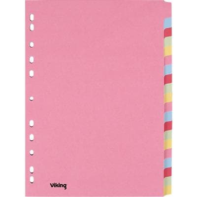 Viking Blank Dividers A4 Assorted Multicolour 20 Part Cardboard Rectangular 11 Holes