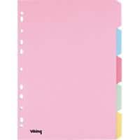 Office Depot Blank Dividers A4 Assorted Multicolour 5 Part Cardboard Rectangular 11 Holes Pack of 5