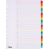 Viking Indices Mylar A4 Assorted 20 Part Perforated Card A - Z