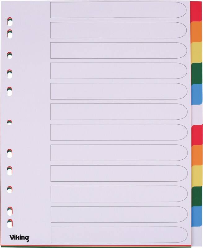 Viking Blank Dividers  A4+ Assorted 12 Part PP (Polypropylene) 11 Holes 400195044