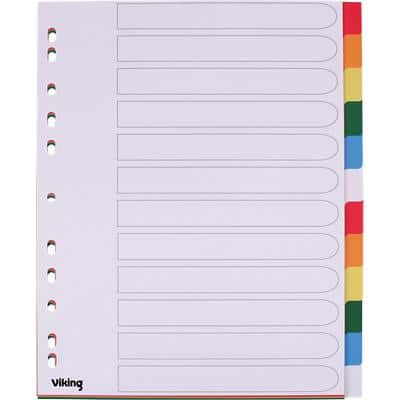 Viking Blank Dividers A4+ Assorted Multicolour 12 Part PP (Polypropylene) Rectangular 11 Holes 28202