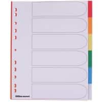 Office Depot Blank Dividers A4+ Assorted Multicolour 6 Part PP (Polypropylene) Rectangular 11 Holes 28204 Pack of 6