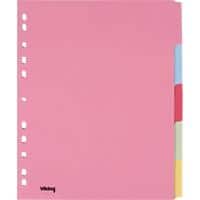 Viking Blank Dividers A4+ Assorted Multicolour 5 Part Cardboard Rectangular 11 Holes 28403