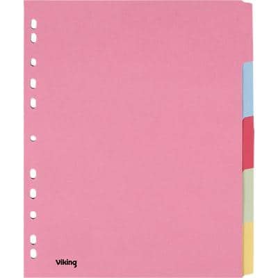 Office Depot Blank Dividers A4+ Assorted Multicolour 5 Part Cardboard Rectangular 11 Holes 28403 Pack of 5
