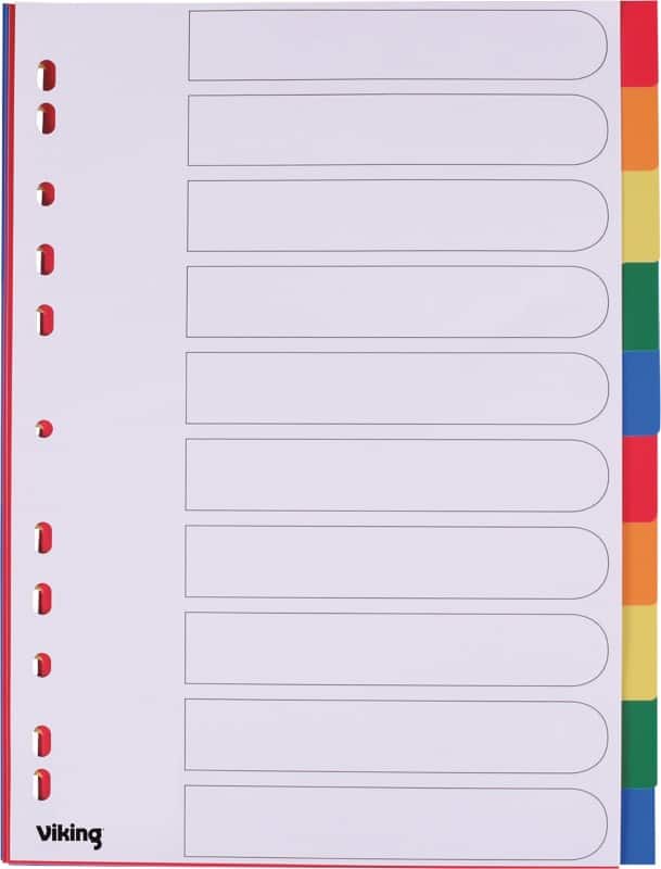 Viking Blank Dividers  A4 Assorted 10 Part PP (Polypropylene) 11 Holes 400194969