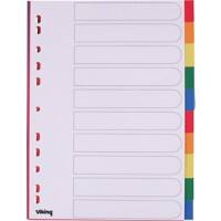 Viking Blank Dividers A4 Assorted Multicolour 10 Part PP (Polypropylene) Rectangular 11 Holes 10 Sheets