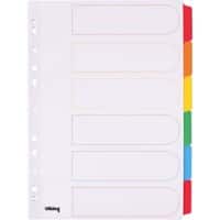 Viking Blank Dividers A4 Assorted Multicolour 6 Part Cardboard Rectangular 11 Holes 28090 6 Sheets