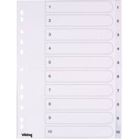 Viking Indices A4 White 10 Part Perforated Polypropylene 1 to 10