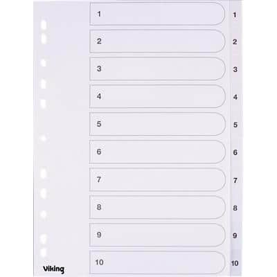 Viking Indices A4 White 10 Part Perforated Polypropylene 1 to 10
