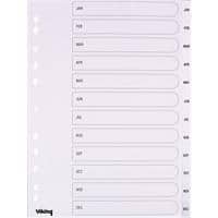 Viking Indices A4 Assorted 12 Part Perforated Polypropylene Jan - Dec
