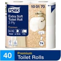 Tork Toilet Rolls T4 Premium 3 Ply 40 Rolls of 170 Sheets