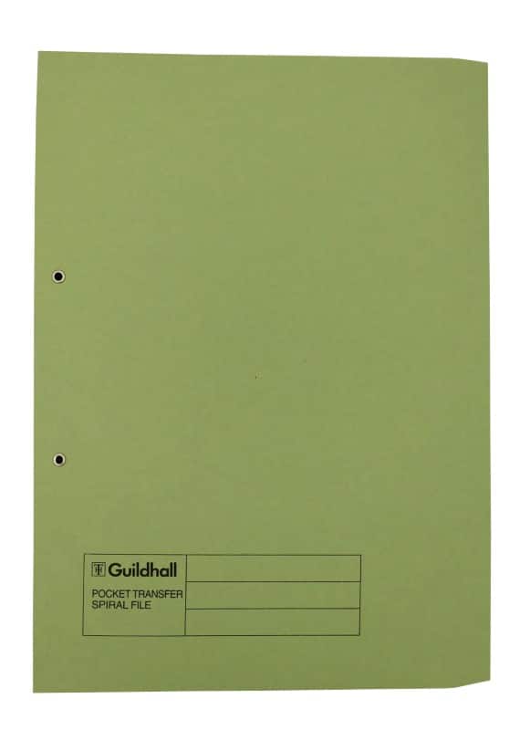 Guildhall Spiral File Foolscap Green Manila 315 gsm Pack of 25