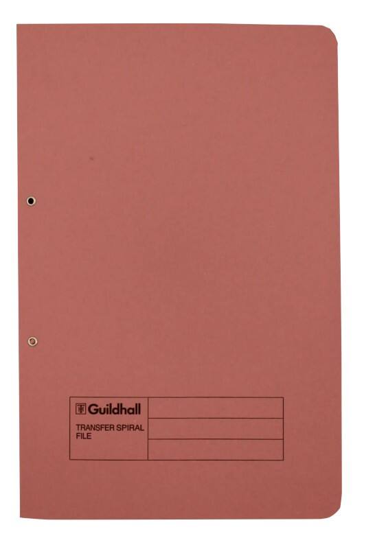 Guildhall Spiral File Foolscap Pink Manila  315 gsm Pack of 50