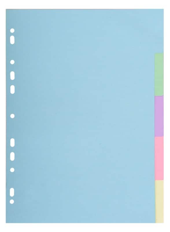 Exacompta Blank Blank Dividers A4 Assorted 5 Part Cardboard 11 Holes 1605E