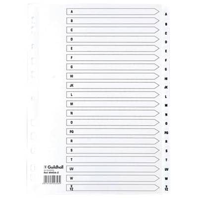 Guildhall Indices A4 White 20 Part Perforated Card A - Z