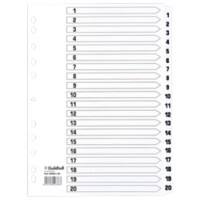 Guildhall Indices A4 White 20 Part Perforated Card 1 to 20