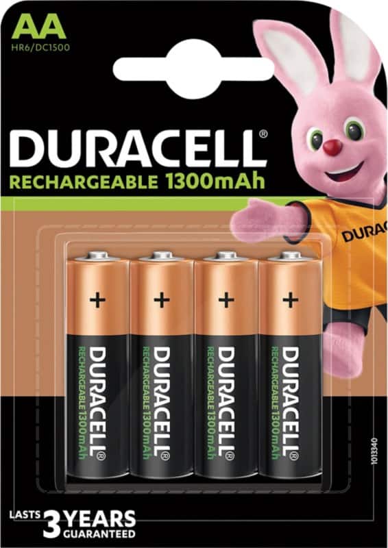 Duracell Rechargeable Battery StayCharged AA HR6 1300 mAh Nickel Metal Hydride (NiMH) 1 V Pack of 4