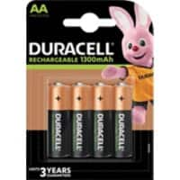 Duracell Rechargeable Battery StayCharged AA HR6 1300 mAh Nickel Metal Hydride (NiMH) 1 V Pack of 4