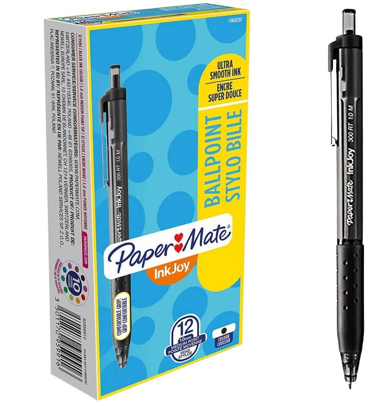 PaperMate InkJoy 300 RT Ballpoint Pen Medium 0.8 mm Black Pack of 12