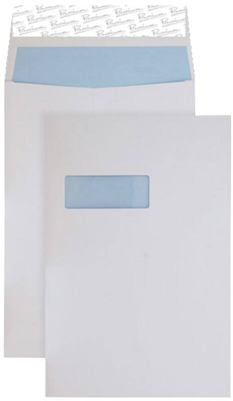 Premium Business Envelopes with Window C4 229 (W) x 324 (H) mm Adhesive Strip White 140 gsm Pack of 100