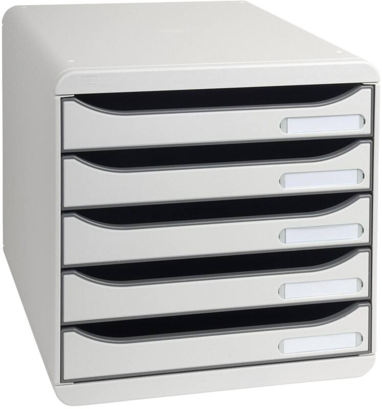 Exacompta Big Box Plus Classic Desktop Drawers PS (Polystyrene) Grey 5 Drawers 27.8 x 34.7 x 27.1 cm A4