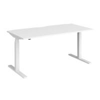 Elev8 Rectangular Sit Stand Single Desk with White Melamine Top and White Frame 2 Legs Touch 1600 x 800 x 675 - 1300 mm