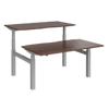 Elev8² Rectangular Sit Stand Back to Back Desk with Walnut Melamine Top and Silver Frame 4 Legs Touch 1400 x 1650 x 675 - 1300 mm